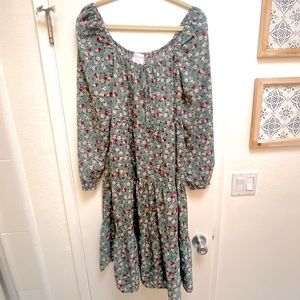 Sage Green Floral Midi Dress - Never Been Worn - Super Cute!